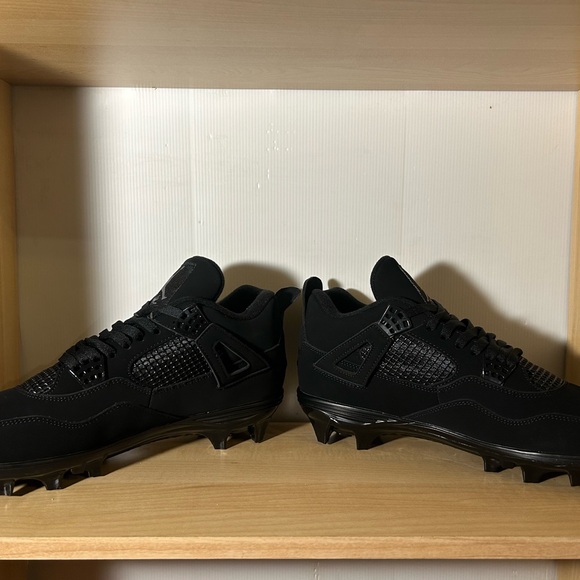 Custom Air Jordan 4 Black Cat Football Cleats - Picture 6 of 6